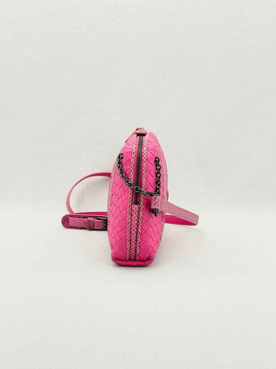 Pre - loved BOTTEGA VENETA Intrecciato Fuchsia Crossbody at Reems Closet