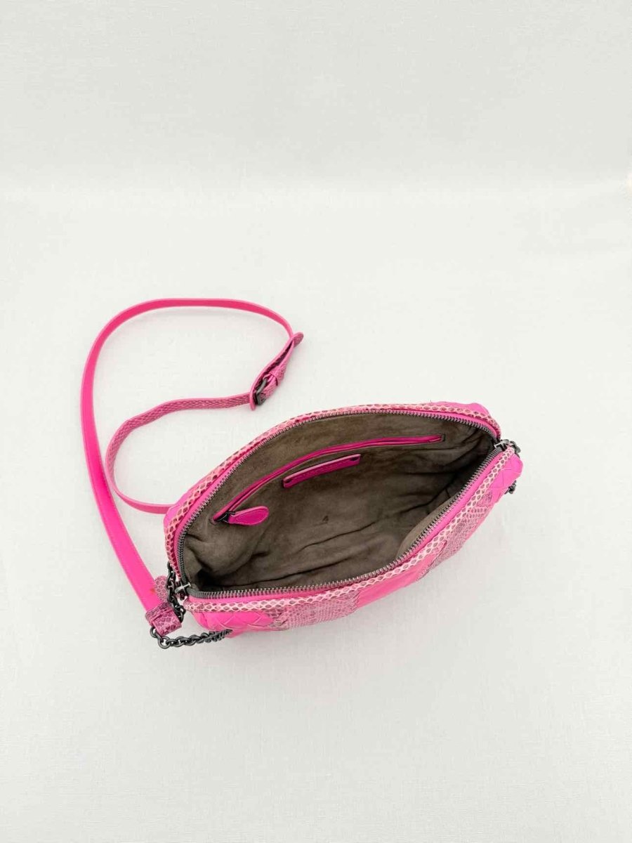 Pre - loved BOTTEGA VENETA Intrecciato Fuchsia Crossbody at Reems Closet