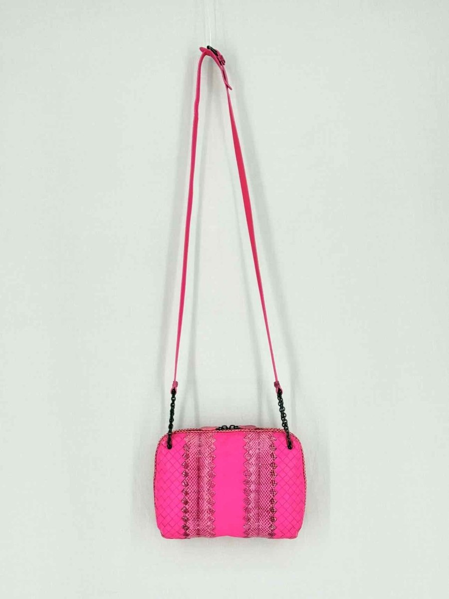 Pre - loved BOTTEGA VENETA Intrecciato Fuchsia Crossbody at Reems Closet