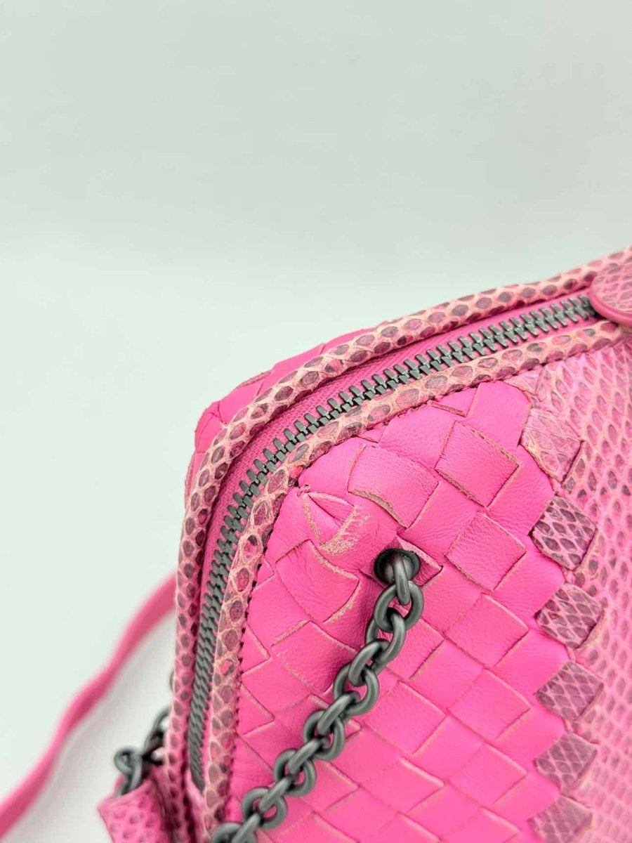 Pre - loved BOTTEGA VENETA Intrecciato Fuchsia Crossbody at Reems Closet