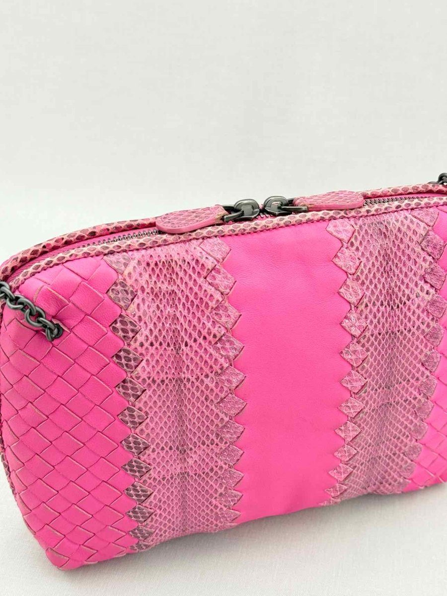 Pre - loved BOTTEGA VENETA Intrecciato Fuchsia Crossbody at Reems Closet