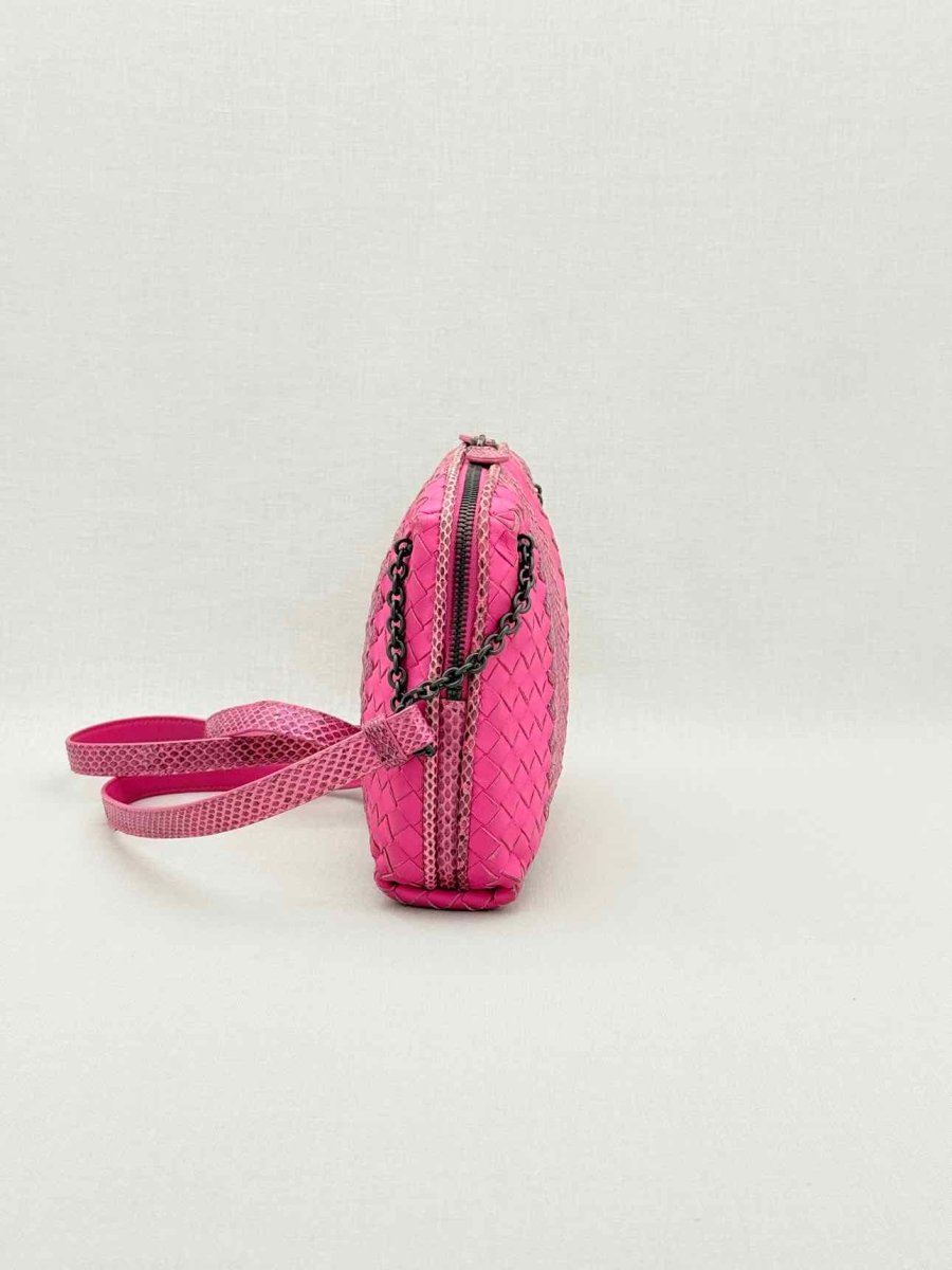 Pre - loved BOTTEGA VENETA Intrecciato Fuchsia Crossbody at Reems Closet