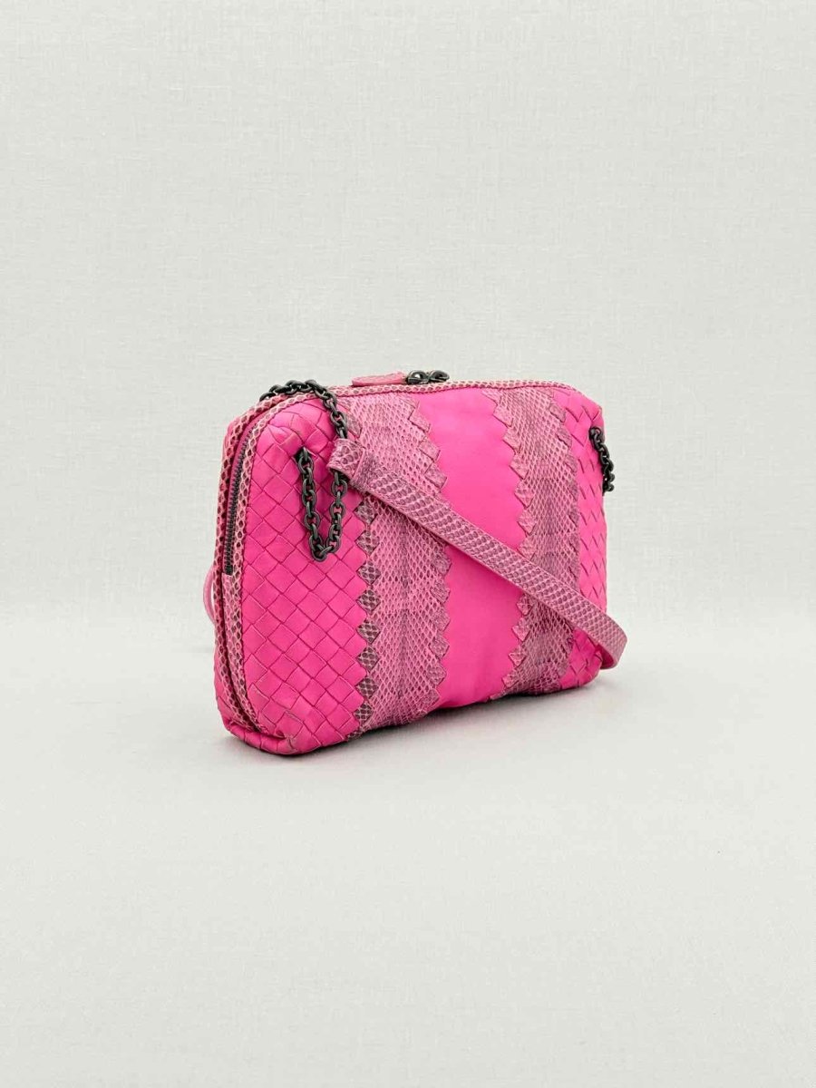 Pre - loved BOTTEGA VENETA Intrecciato Fuchsia Crossbody at Reems Closet