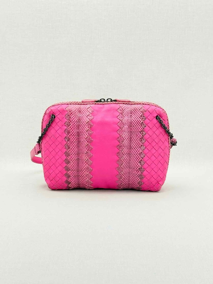 Pre - loved BOTTEGA VENETA Intrecciato Fuchsia Crossbody at Reems Closet