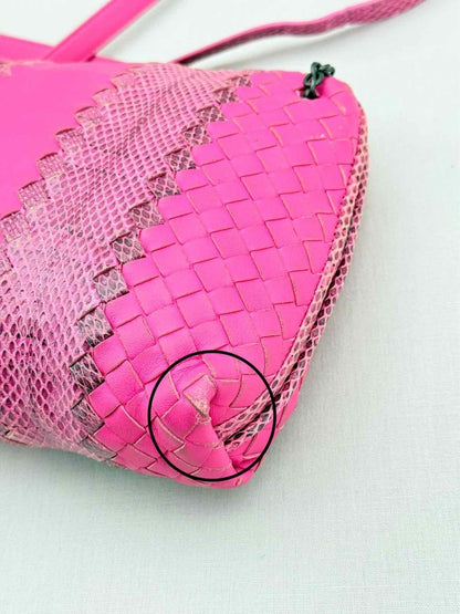 Pre - loved BOTTEGA VENETA Intrecciato Fuchsia Crossbody at Reems Closet