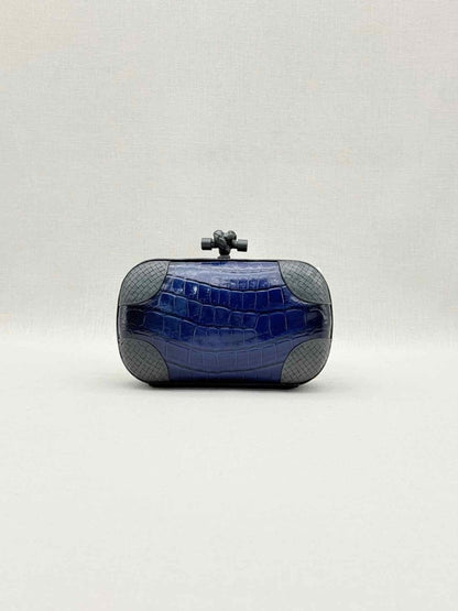 Pre-loved BOTTEGA VENETA Knot Royal Blue Clutch at Reems Closet