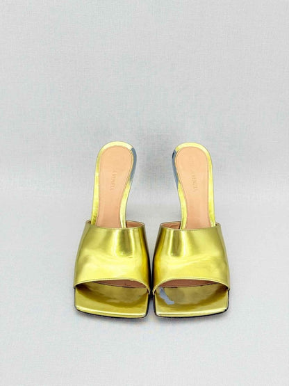Pre - loved BOTTEGA VENETA Metallic Gold Size EU 39 Heeled Sandals at Reems Closet