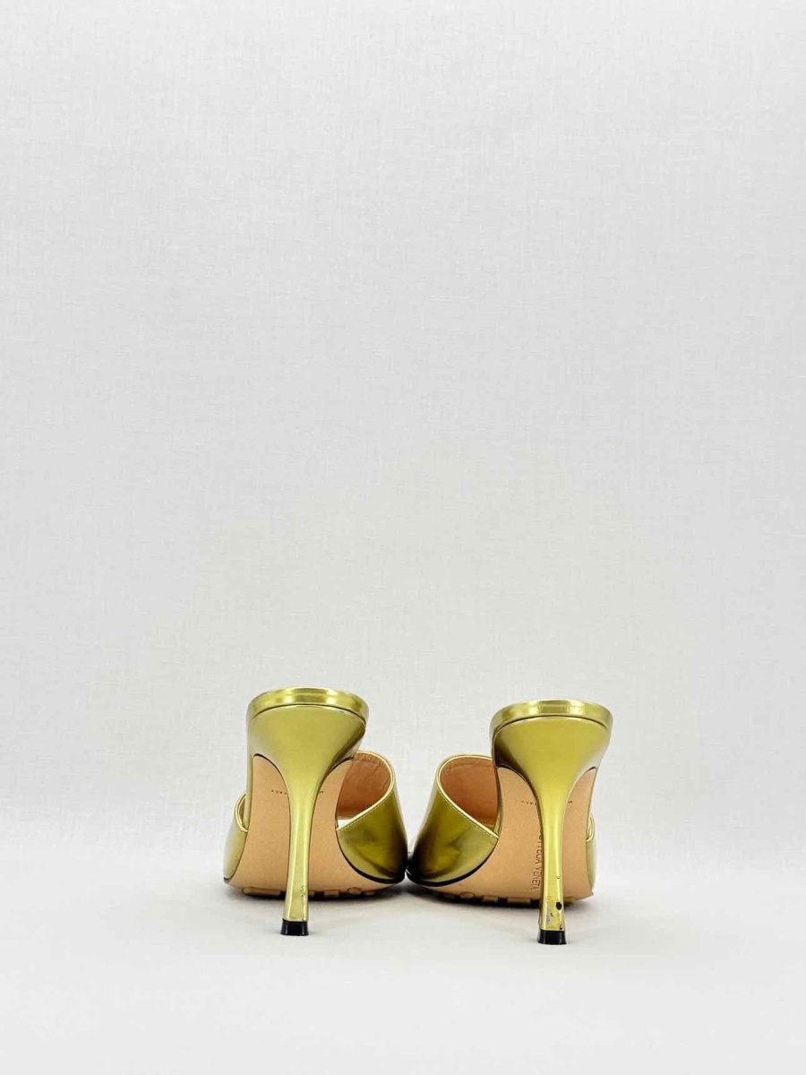 Pre - loved BOTTEGA VENETA Metallic Gold Size EU 39 Heeled Sandals at Reems Closet