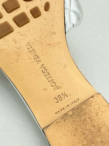 Pre - loved BOTTEGA VENETA Metallic Silver Size EU 38.5 Sandals at Reems Closet