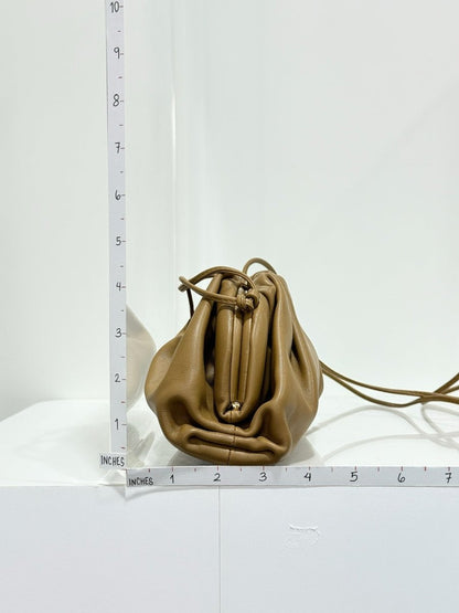 Pre - loved BOTTEGA VENETA Mini Pouch Tan Crossbody at Reems Closet