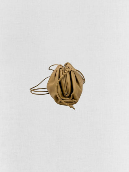 Pre - loved BOTTEGA VENETA Mini Pouch Tan Crossbody at Reems Closet