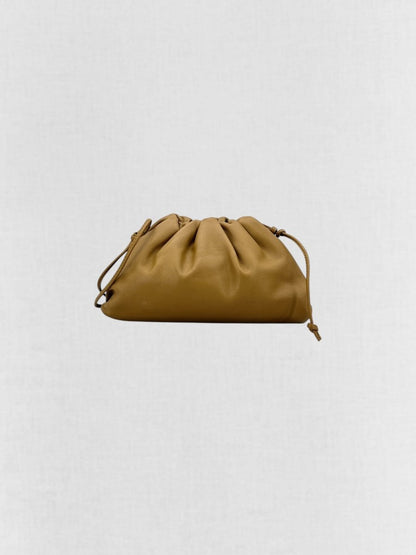 Pre - loved BOTTEGA VENETA Mini Pouch Tan Crossbody at Reems Closet