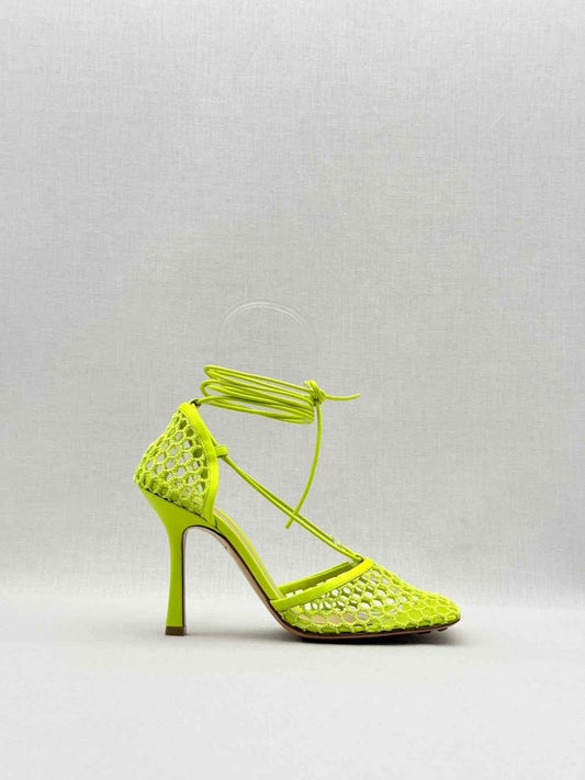 Pre - loved BOTTEGA VENETA Neon Yellow Size EU 38.5 Heeled Sandals at Reems Closet