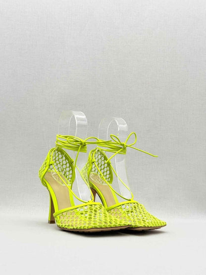 Pre - loved BOTTEGA VENETA Neon Yellow Size EU 38.5 Heeled Sandals at Reems Closet