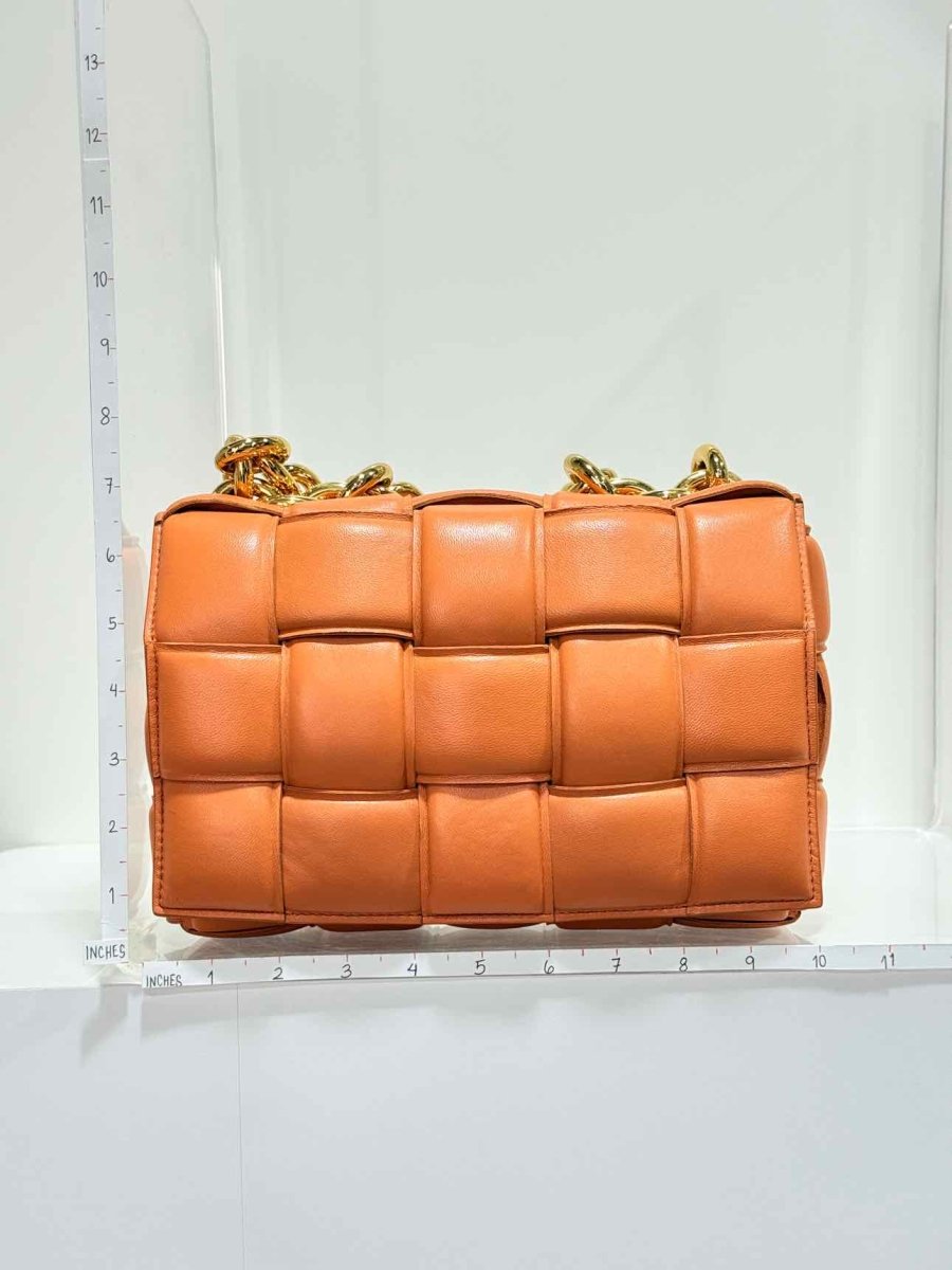 Pre - loved BOTTEGA VENETA Padded Chain Cassette Orange Crossbody at Reems Closet