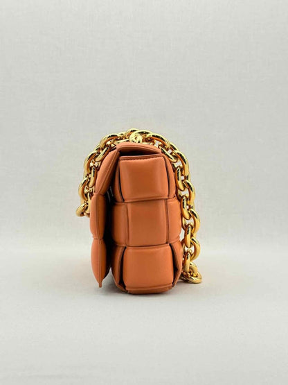 Pre - loved BOTTEGA VENETA Padded Chain Cassette Orange Crossbody at Reems Closet