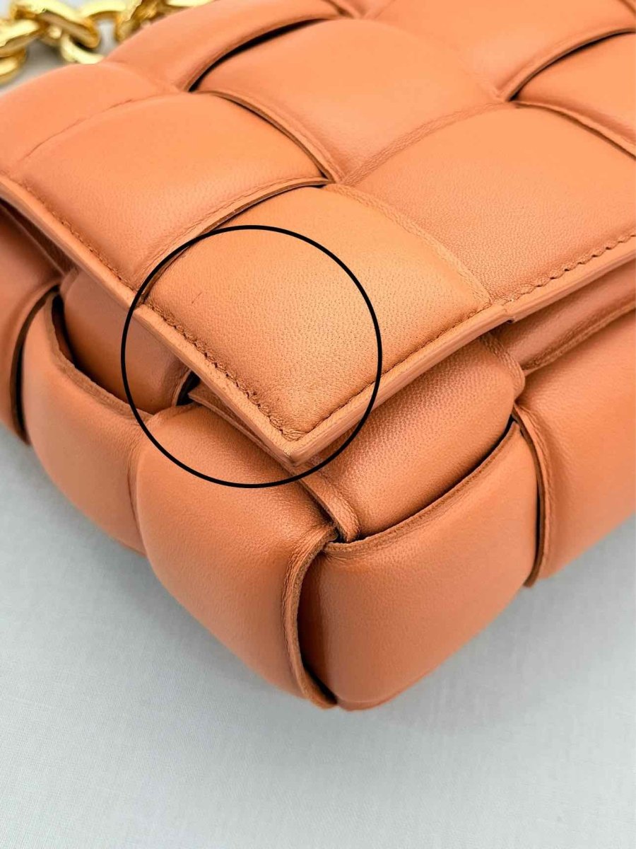 Pre - loved BOTTEGA VENETA Padded Chain Cassette Orange Crossbody at Reems Closet