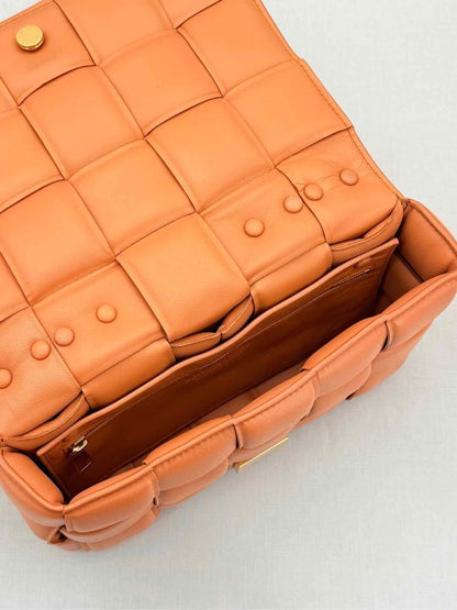 Pre - loved BOTTEGA VENETA Padded Chain Cassette Orange Crossbody at Reems Closet