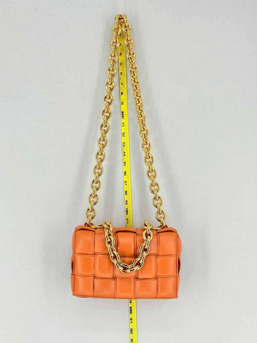 Pre - loved BOTTEGA VENETA Padded Chain Cassette Orange Crossbody at Reems Closet