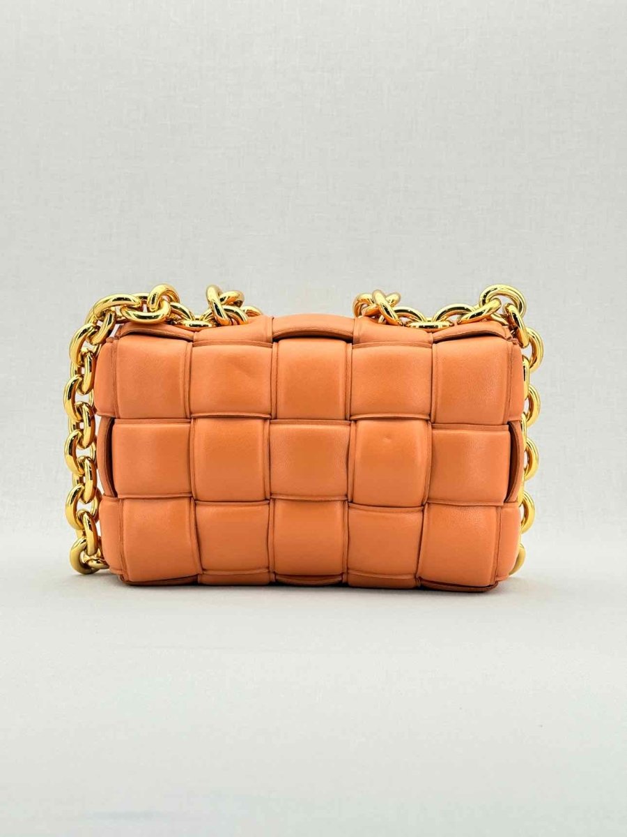 Pre - loved BOTTEGA VENETA Padded Chain Cassette Orange Crossbody at Reems Closet