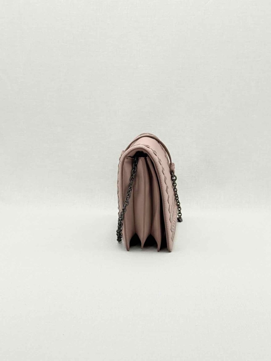 Pre - loved BOTTEGA VENETA Pink Woven Shoulder Bag at Reems Closet