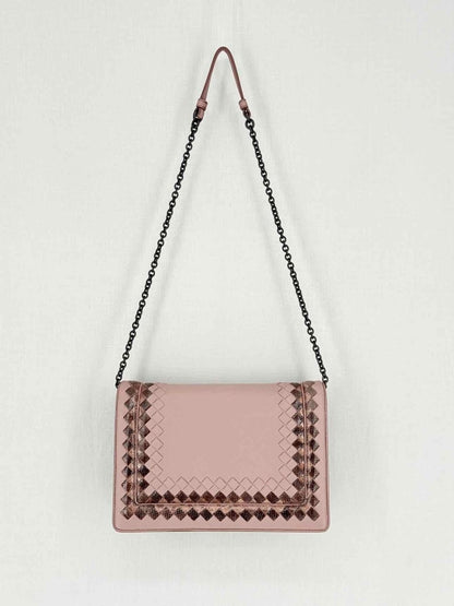 Pre - loved BOTTEGA VENETA Pink Woven Shoulder Bag at Reems Closet