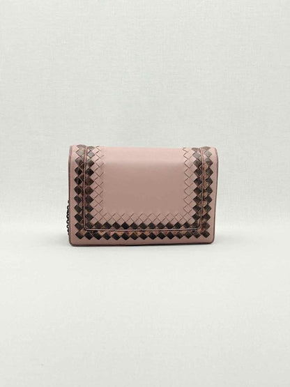 Pre - loved BOTTEGA VENETA Pink Woven Shoulder Bag at Reems Closet