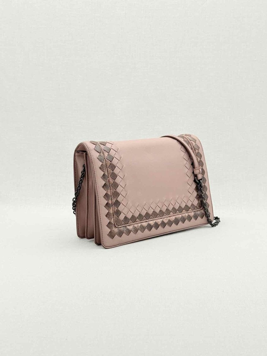 Pre - loved BOTTEGA VENETA Pink Woven Shoulder Bag at Reems Closet
