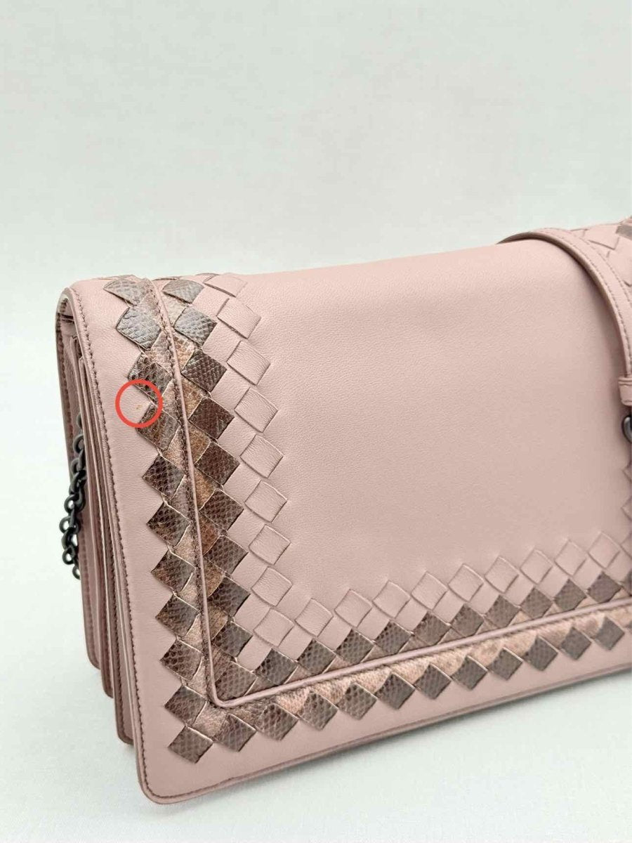 Pre - loved BOTTEGA VENETA Pink Woven Shoulder Bag at Reems Closet