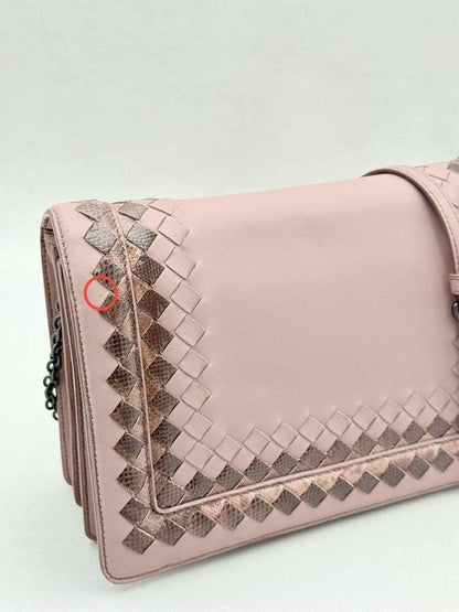 Pre - loved BOTTEGA VENETA Pink Woven Shoulder Bag at Reems Closet