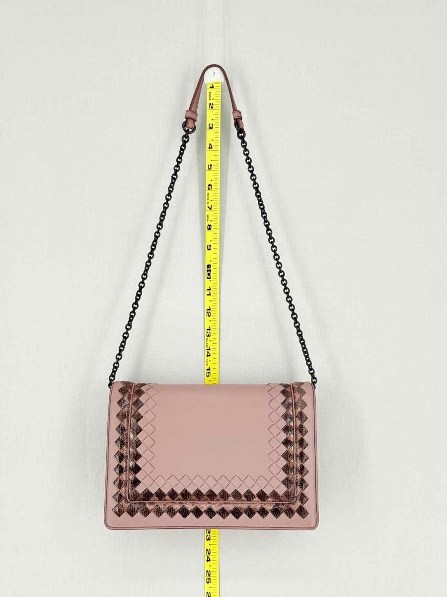 Pre - loved BOTTEGA VENETA Pink Woven Shoulder Bag at Reems Closet