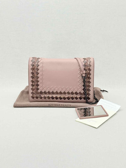 Pre - loved BOTTEGA VENETA Pink Woven Shoulder Bag at Reems Closet