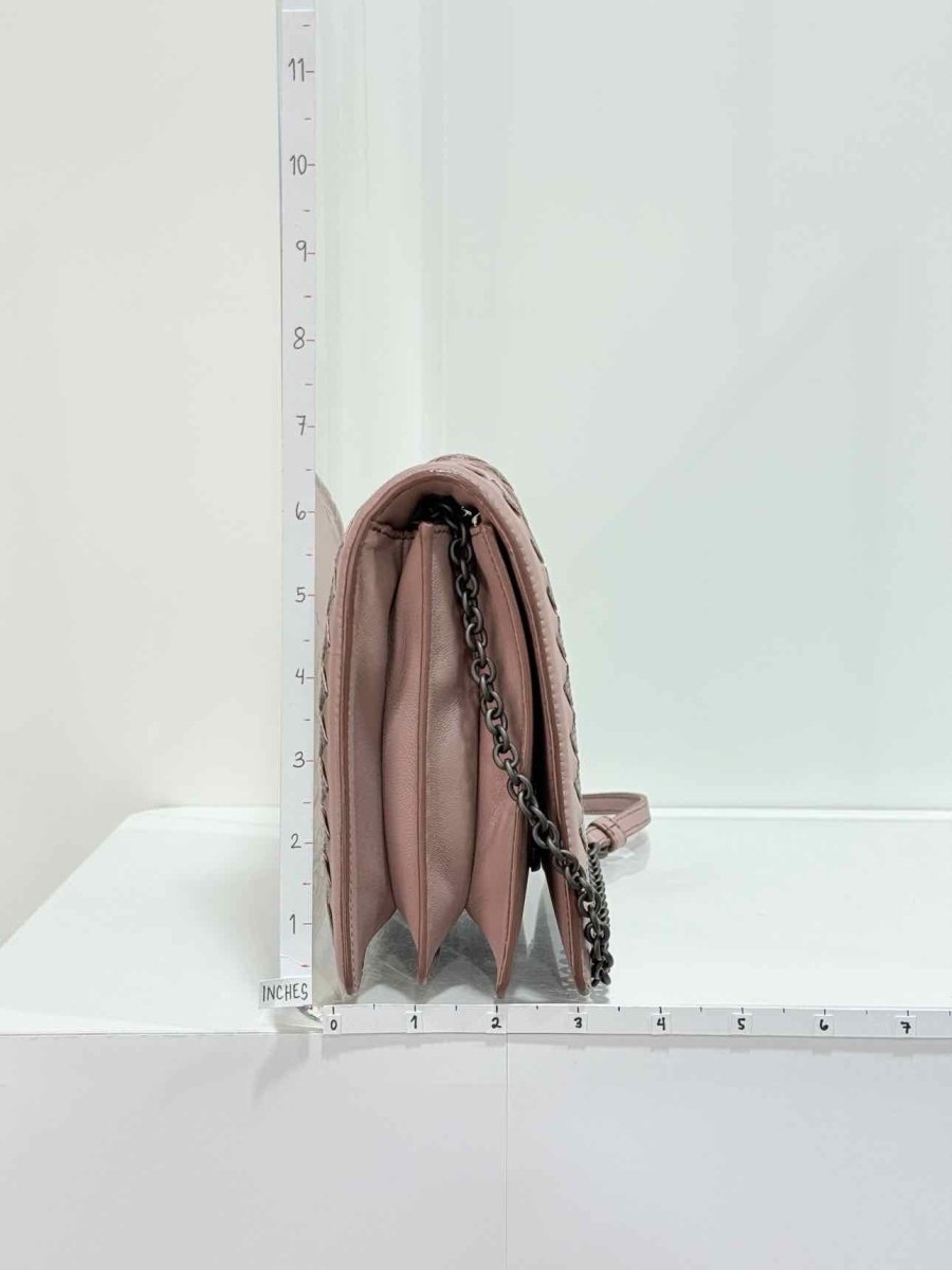 Pre - loved BOTTEGA VENETA Pink Woven Shoulder Bag at Reems Closet