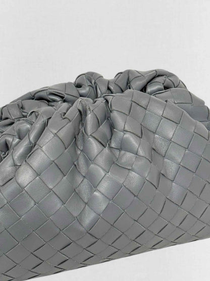 Pre - loved BOTTEGA VENETA Pouch Grey Intrecciato Clutch at Reems Closet