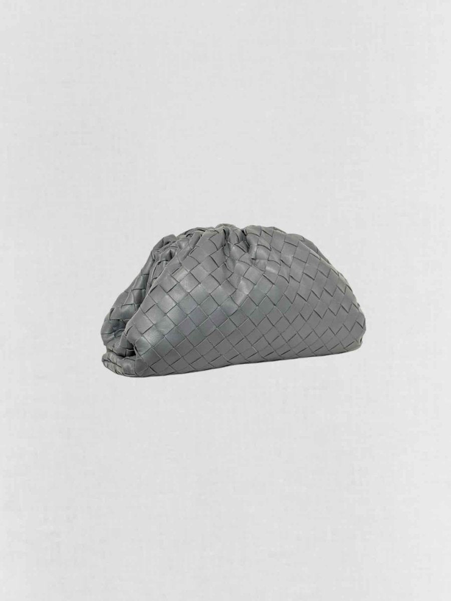 Pre - loved BOTTEGA VENETA Pouch Grey Intrecciato Clutch at Reems Closet