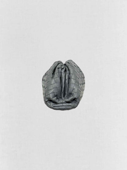 Pre - loved BOTTEGA VENETA Pouch Grey Intrecciato Clutch at Reems Closet