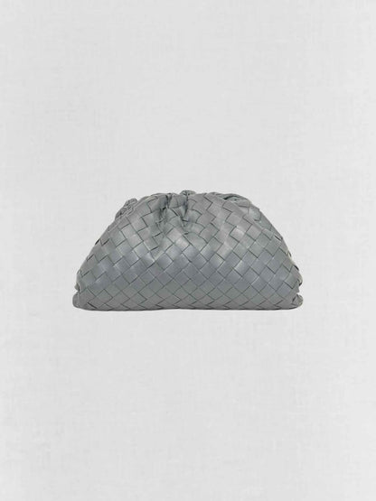 Pre - loved BOTTEGA VENETA Pouch Grey Intrecciato Clutch at Reems Closet