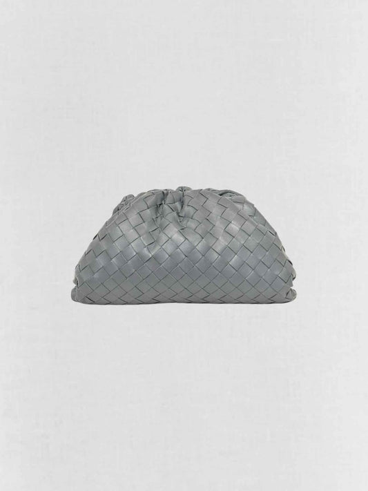 Pre - loved BOTTEGA VENETA Pouch Grey Intrecciato Clutch at Reems Closet