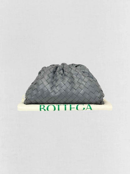 Pre - loved BOTTEGA VENETA Pouch Grey Intrecciato Clutch at Reems Closet