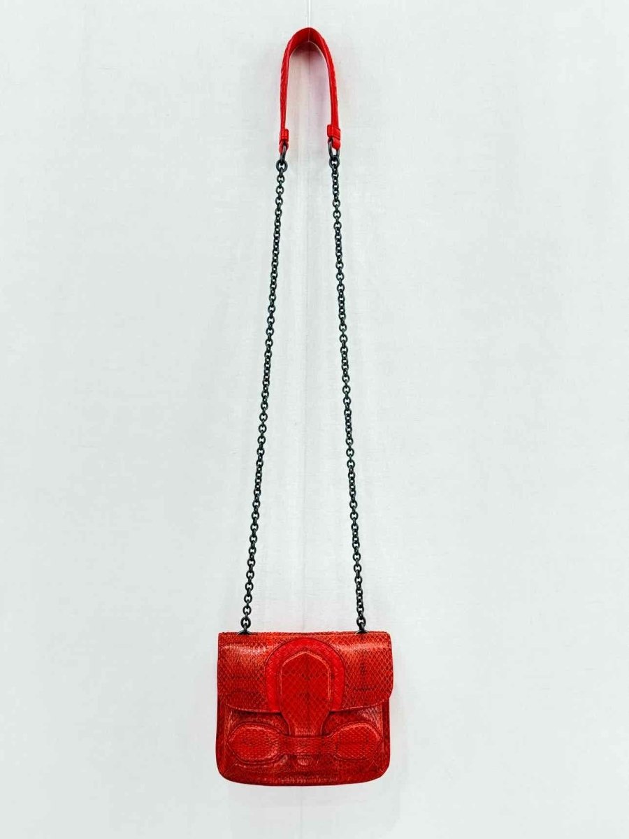 Pre - loved BOTTEGA VENETA Rialto Red Intrecciato Shoulder Bag at Reems Closet