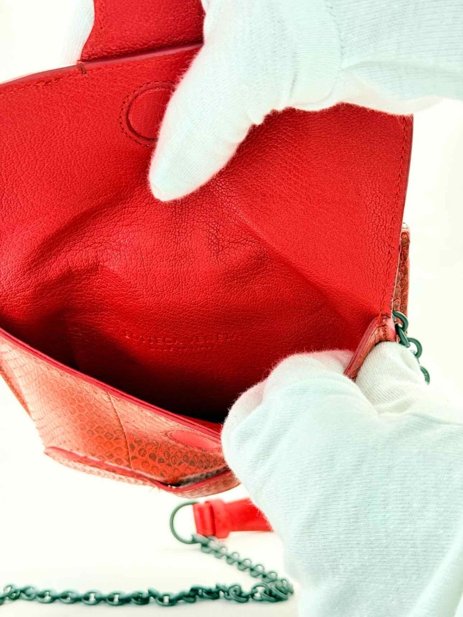 Pre - loved BOTTEGA VENETA Rialto Red Intrecciato Shoulder Bag at Reems Closet