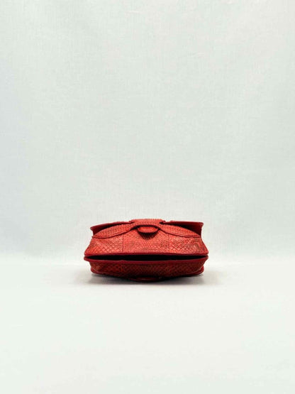 Pre - loved BOTTEGA VENETA Rialto Red Intrecciato Shoulder Bag at Reems Closet