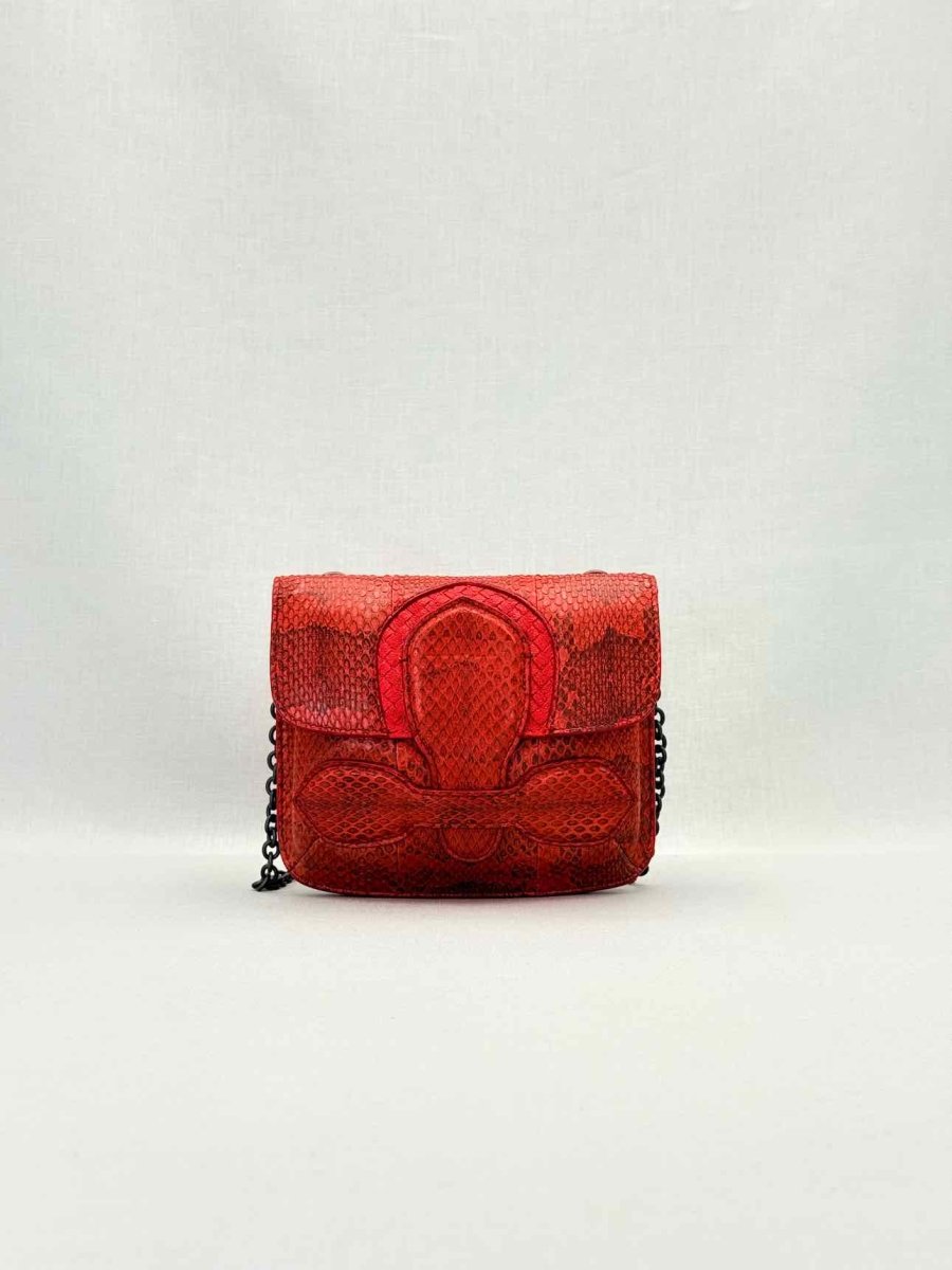 Pre - loved BOTTEGA VENETA Rialto Red Intrecciato Shoulder Bag at Reems Closet