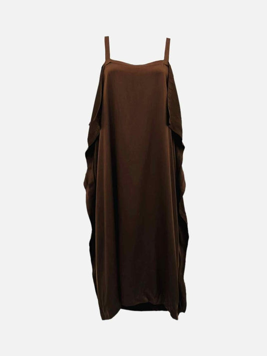 Pre - loved BOTTEGA VENETA Spaghetti Strap Brown Knee Length Dress at Reems Closet