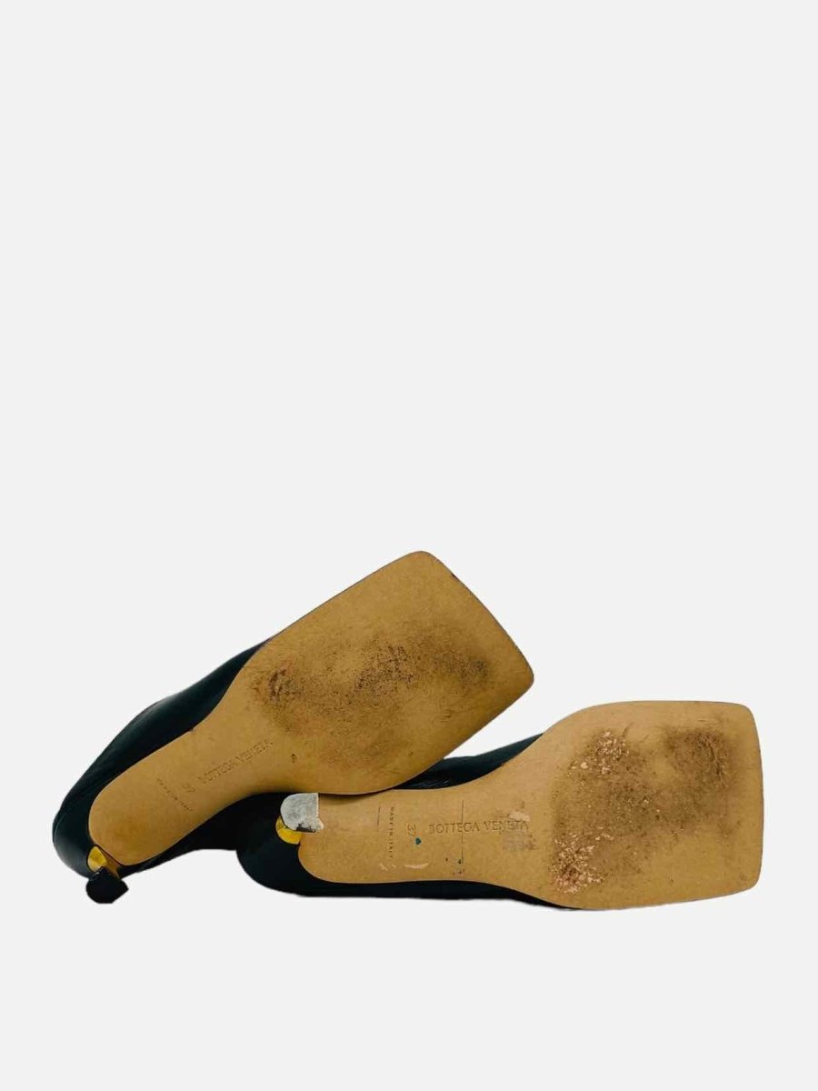 Pre - loved BOTTEGA VENETA Square - Toe Dark Green Size EU 37 Mules at Reems Closet