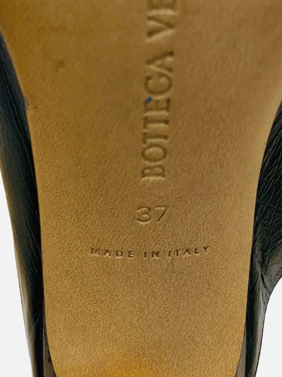 Pre - loved BOTTEGA VENETA Square - Toe Dark Green Size EU 37 Mules at Reems Closet