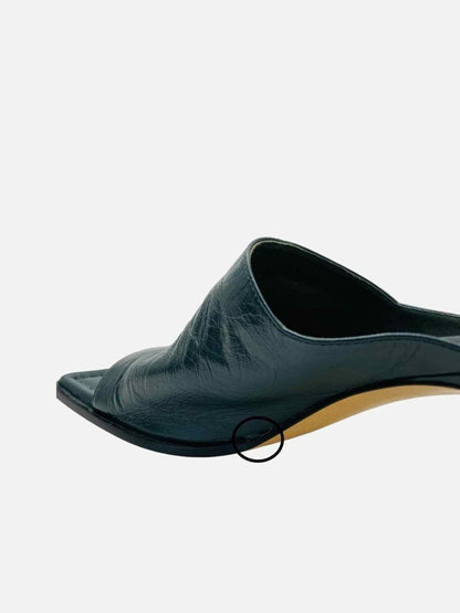 Pre - loved BOTTEGA VENETA Square - Toe Dark Green Size EU 37 Mules at Reems Closet