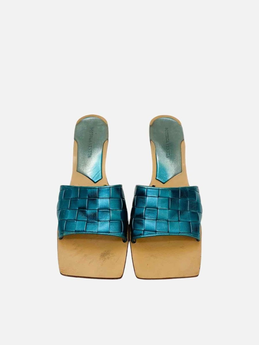 Pre-loved BOTTEGA VENETA Square Toe Intrecciato Size EU 41 Mules at Reems Closet