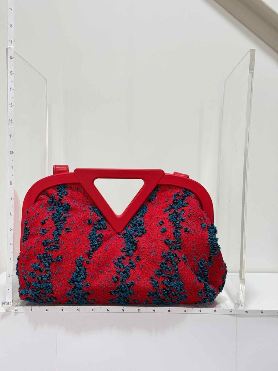Pre - loved BOTTEGA VENETA Triangle Red & Blue Top Handle at Reems Closet