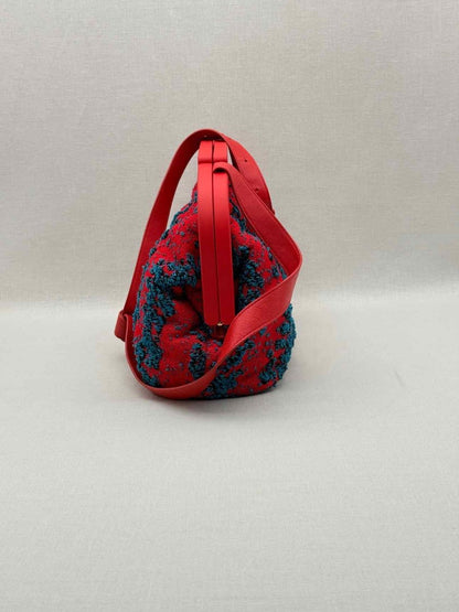 Pre - loved BOTTEGA VENETA Triangle Red & Blue Top Handle at Reems Closet
